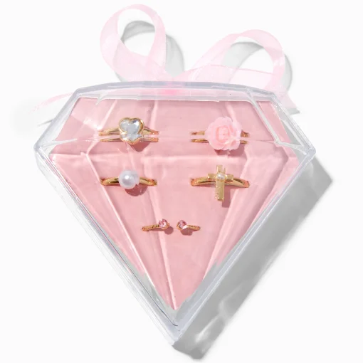 Claire's Club Special Occasion Diamond Box Rings - 5 Pack