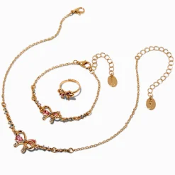 Claire's Club Special Occasion Bow Gold-tone Jewelry Set - 3 Pack