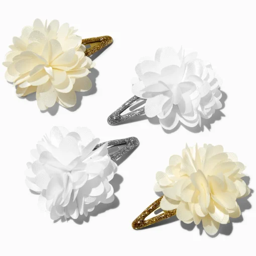 Claire's Club Special Occasion Chiffon Flower Snap Hair Clips - 4 Pack