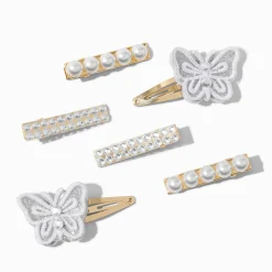 Claire's Club Special Occasion Silver-tone Mixed Hair Clips - 6 Pack