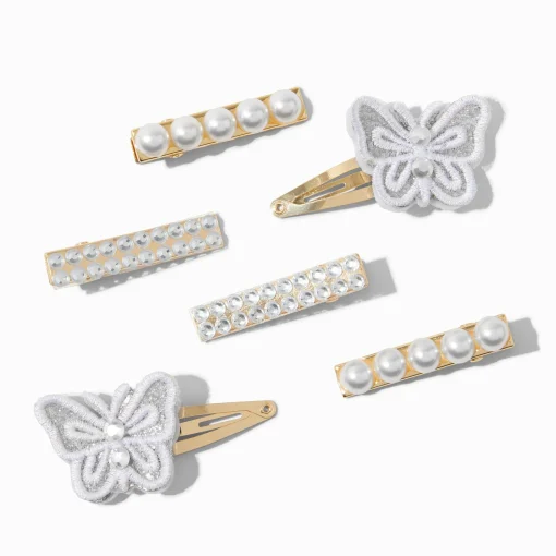 Claire's Club Special Occasion Silver-tone Mixed Hair Clips - 6 Pack