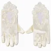 Claire's Club Special Occasion White Satin Embroidered Gloves - 1 Pair