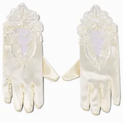 Claire's Club Special Occasion White Satin Embroidered Gloves - 1 Pair