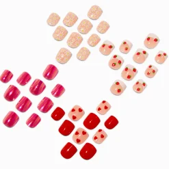 Claire's Club Strawberry Press On Vegan Faux Nail Set - 4 Pack