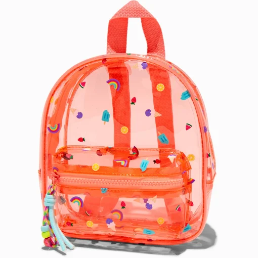 Claire's Club Summer Print Orange Mini Backpack