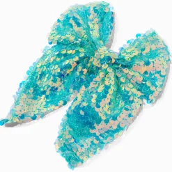 Claire's Club Teal Chiffon Sequin Hair Bow Clip