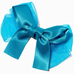 Claire's Club Teal Satin Chiffon Hair Bow Clip