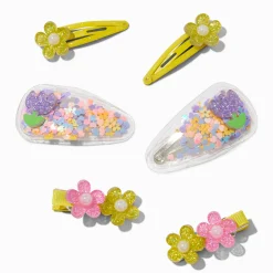 Claire's Club Tulip & Daisy Shaker Snap Hair Clips - 6 Pack