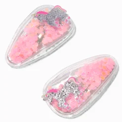 Claire's Club Unicorn Shaker Snap Hair Clips - 2 Pack