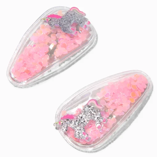 Claire's Club Unicorn Shaker Snap Hair Clips - 2 Pack