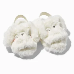 Claire's Club White Bunny Furry Slippers