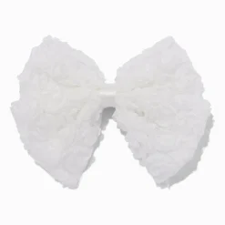 Claire's Club White Rose Hair Bow Clip
