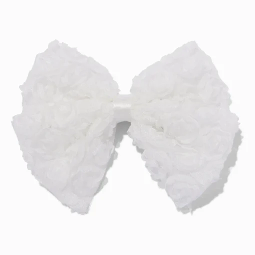 Claire's Club White Rose Hair Bow Clip