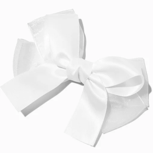 Claire's Club White Satin Chiffon Hair Bow Clip