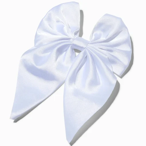 Claire's Club White Satin Hair Bow Clip