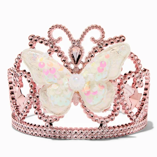 Claire's Club White Sequin Butterfly Pink Tiara