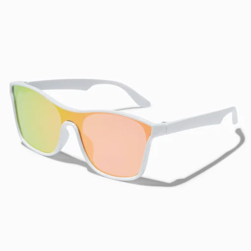 Claire's Club White Shield Sunglasses