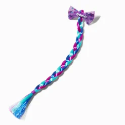 Claire's Club ''Kind'' Jewel Tone Bow Braid Faux Hair Clip