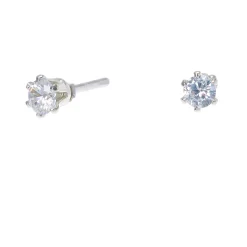 Clear Cubic Zirconia 3mm Round Stud Earrings