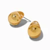 Clear Gold-tone Large Bean 1" Drop Earrings