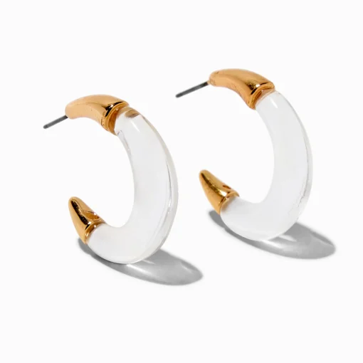 Clear Lucite Gold-tone Hoop Earrings