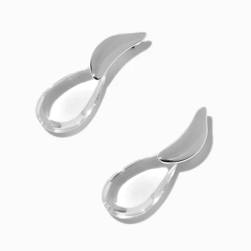 Clear Lucite Teardrop Linear Drop Earrings