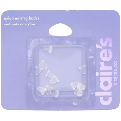 Clear Nylon Earring Back Replacements - 12 Pack