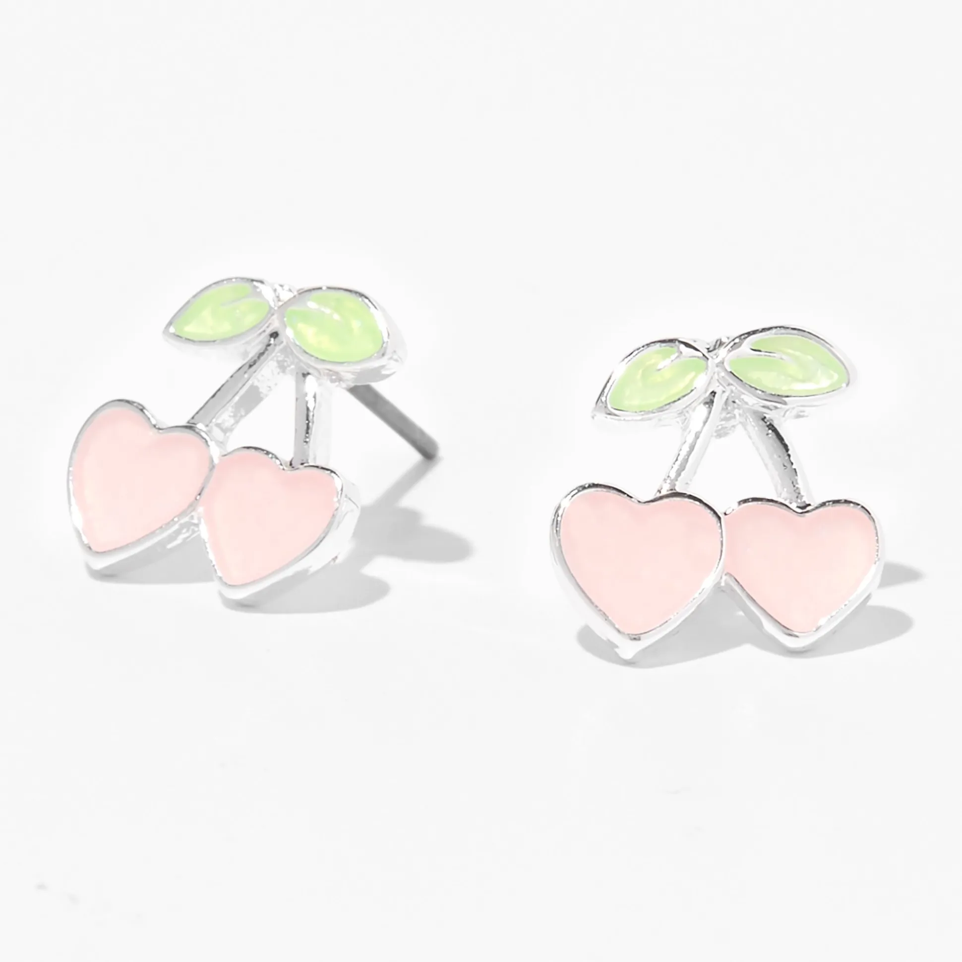 Color Change Glitter Cherry Heart Stud Earrings