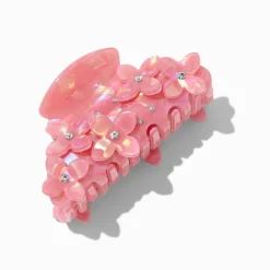 Coral Crystal Flower Hair Claw