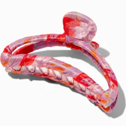 Coral Geometric Fabric Hair Claw
