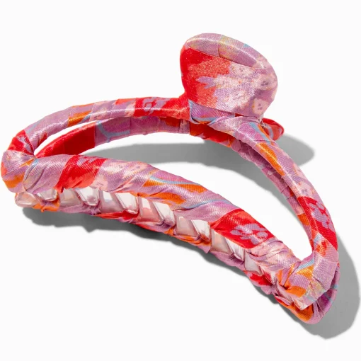 Coral Geometric Fabric Hair Claw