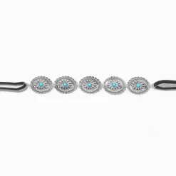 Cowgirl Burnished Silver-tone Filigree Turquoise Medallion Choker Necklace