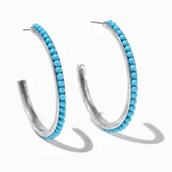 Cowgirl Turquoise Beaded Hoop Earrings