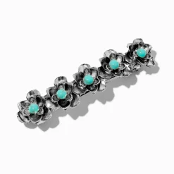 Cowgirl Western Turquoise Flower Hair Barrette Clip