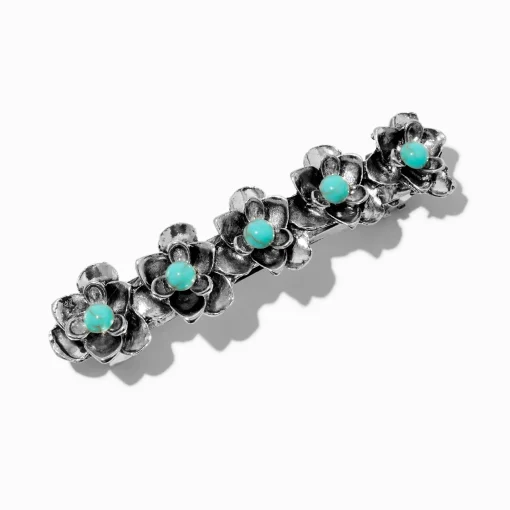 Cowgirl Western Turquoise Flower Hair Barrette Clip