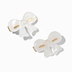 Cream Acrylic Hair Bow Clips - 2 Pack