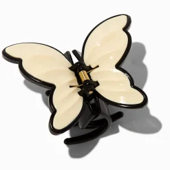 Cream & Black Butterfly Hair Claw