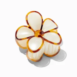 Cream & Tortoiseshell Lined Flower Hair Claw