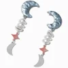 Crescent Moon Pearl Drop Earrings