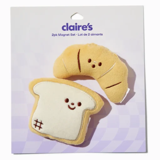Croissant & Slice of Bread Plush Magnet Set - 2 Pack