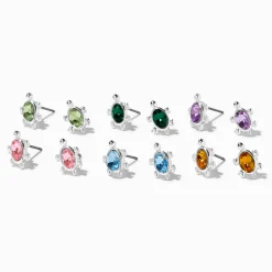 Crystal Turtle Stud Earrings - 6 Pack