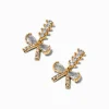 Cubic Zirconia Bow Gold-tone Drop Earrings