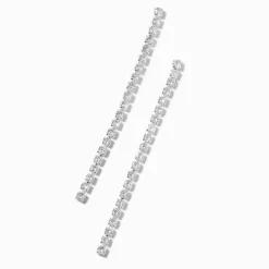 Cubic Zirconia Column 3" Linear Drop Earrings