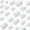 3D Daisy Charm Iridescent Stiletto Press On Faux Nail Set - 24 Pack