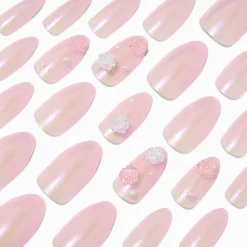 3D Rose & Pearl Stiletto Vegan Faux Nail Set - 24 Pack