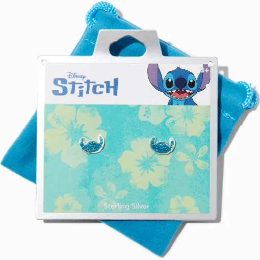 Disney Stitch Sterling Silver Druzy Stud Earrings
