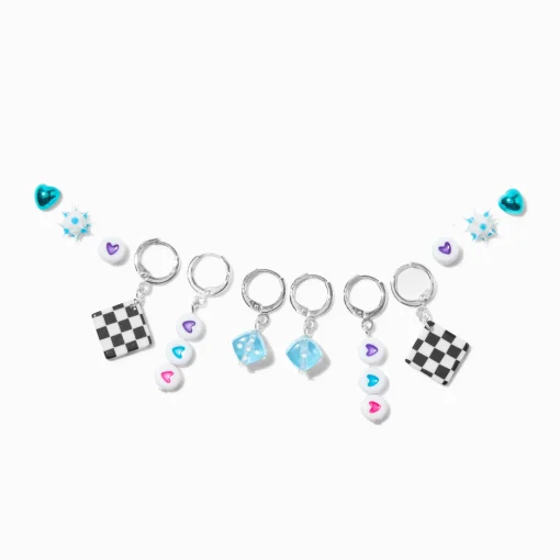 Edgy Dice Rave Earring Stackables Set - 6 Pack