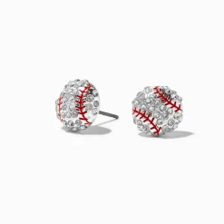 Embellished Baseball Stud Earrings