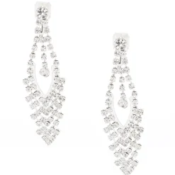 Faux Crystal Clip-On Drop Earrings