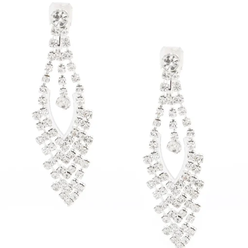 Faux Crystal Clip-On Drop Earrings